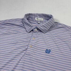 Peter Millar Summer Comfort Polo Golf Shirt Striped Pink Blue Men's Large